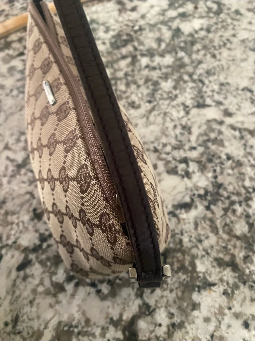 Gucci Brown Monogram Wristlet Clutch